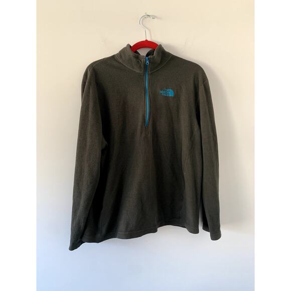 North Face Dark Grey / Green Quarter Zip Pullover Size Large - Picture 1 of 5